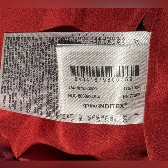 ZARA NWT Waxed Red Barn Jacket With Contrasting Black Collar in Sz XL - Picture 9 of 11